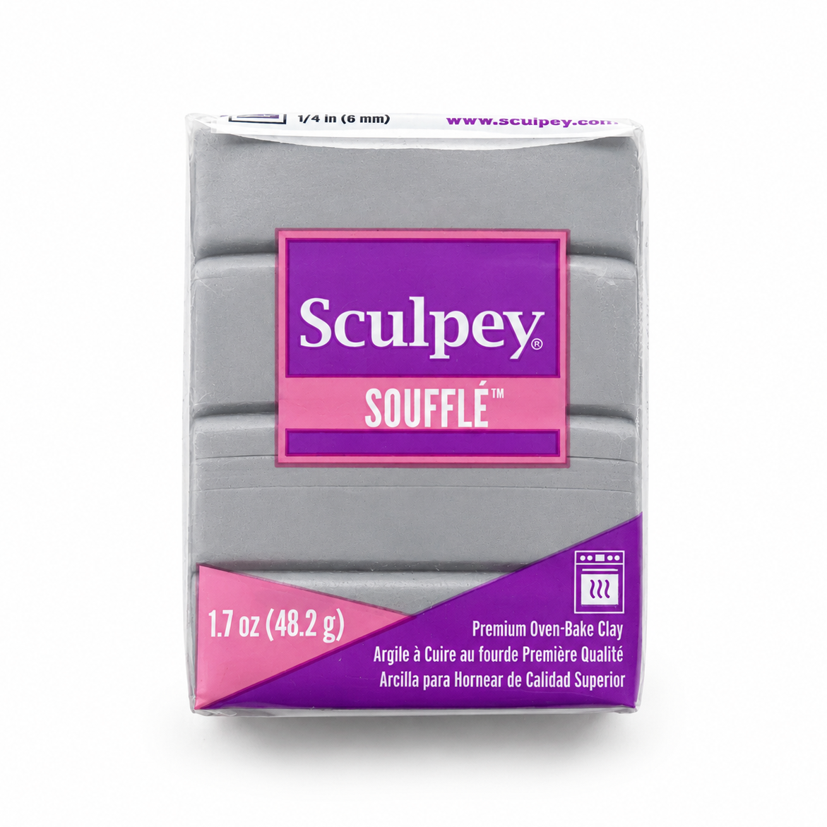 Pakje Sculpey Soufflé polymeerklei in de kleur Concrete (grijs), 48 gram