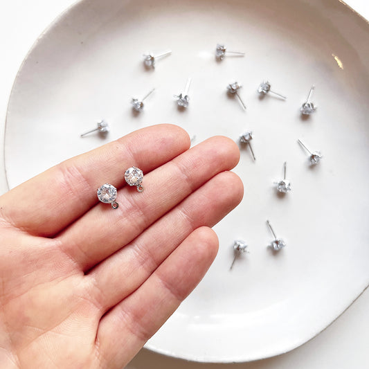 Oorsteker zirconia zilver