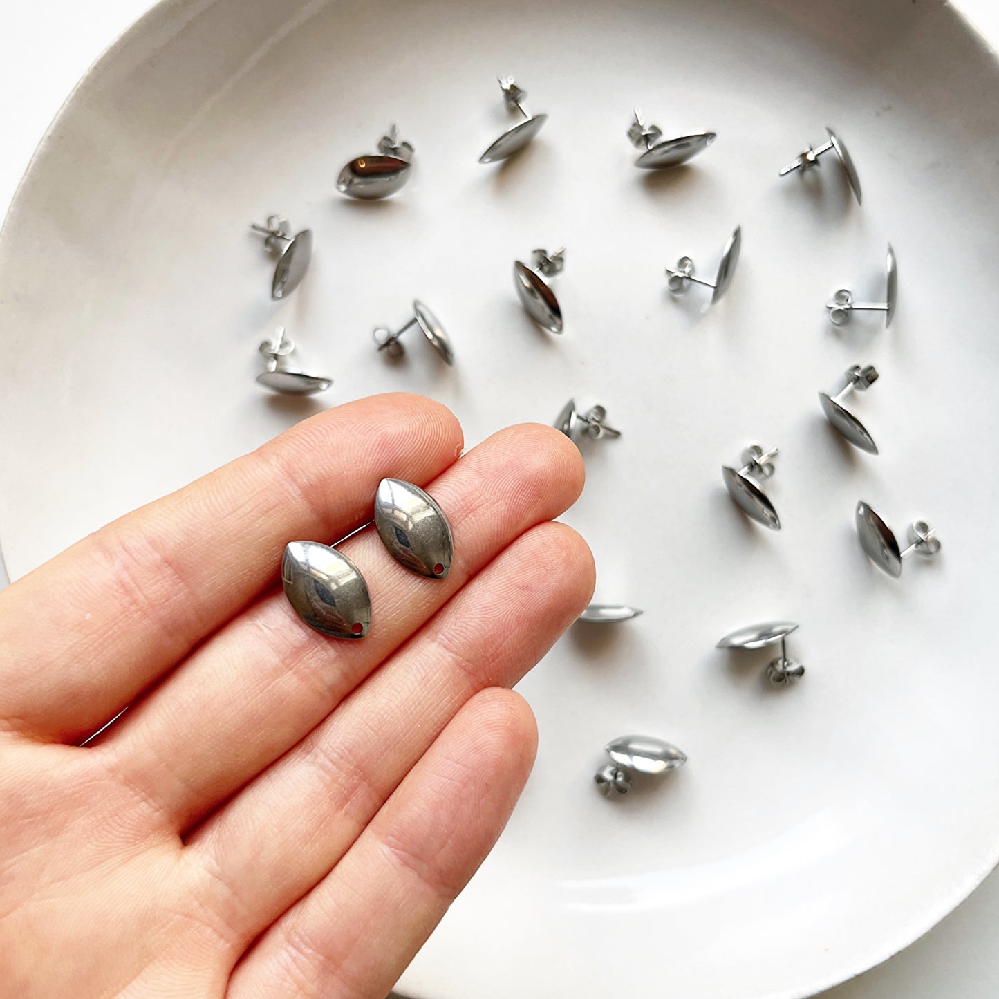 Oorsteker elips zilver