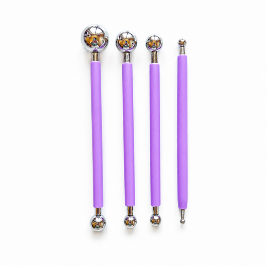 Set van 4 ball tools om bloemencreaties uit polymeerklei te maken
