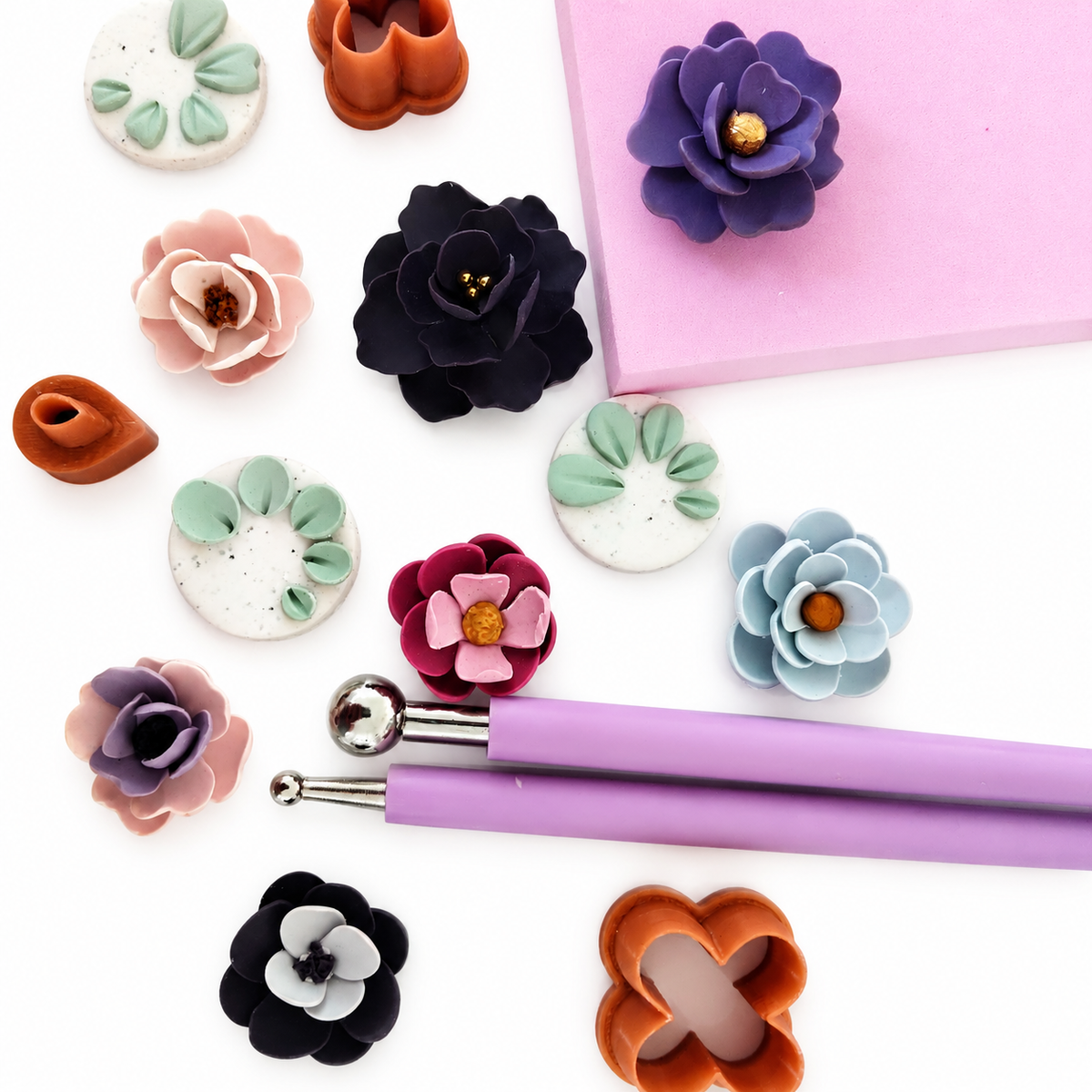 inspiratiebeeld bloemenoorbellen maken uit polymeerklei