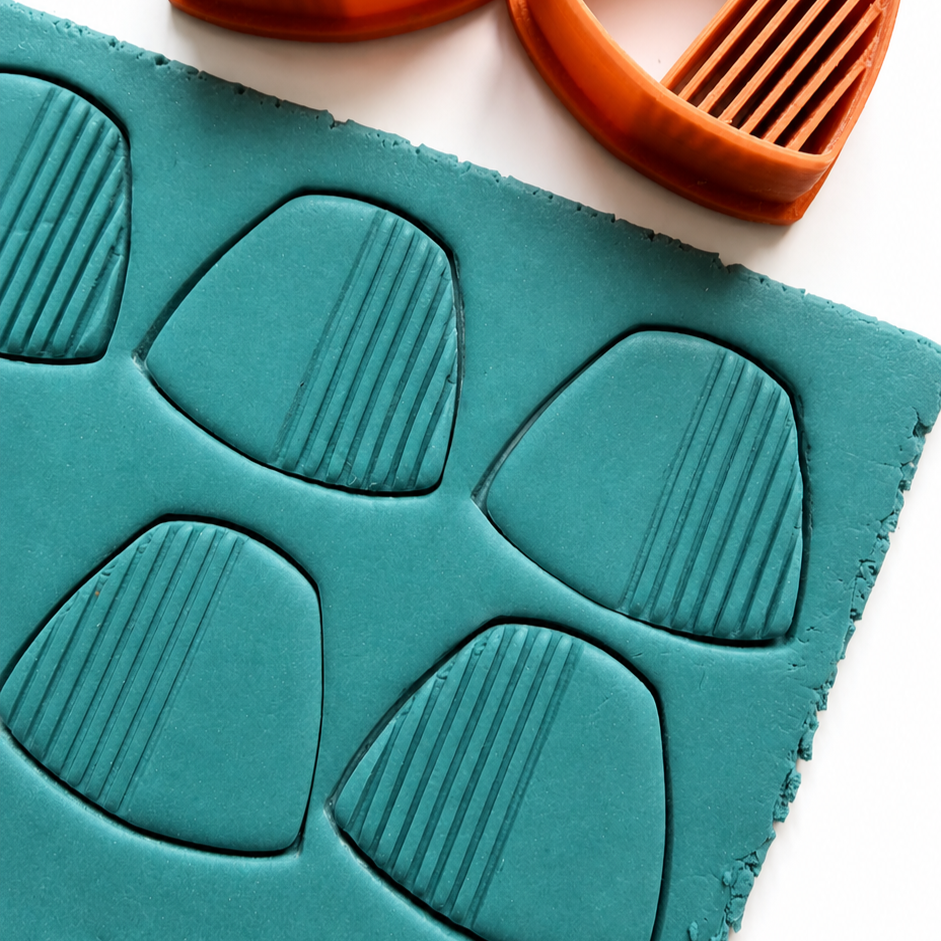 Bowie cutter gedrukt in blauwgroene polymeerklei