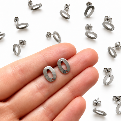 Ohrstecker hohl oval Silber
