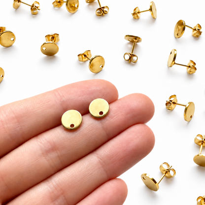 Oorsteker plaatje 8 mm goud