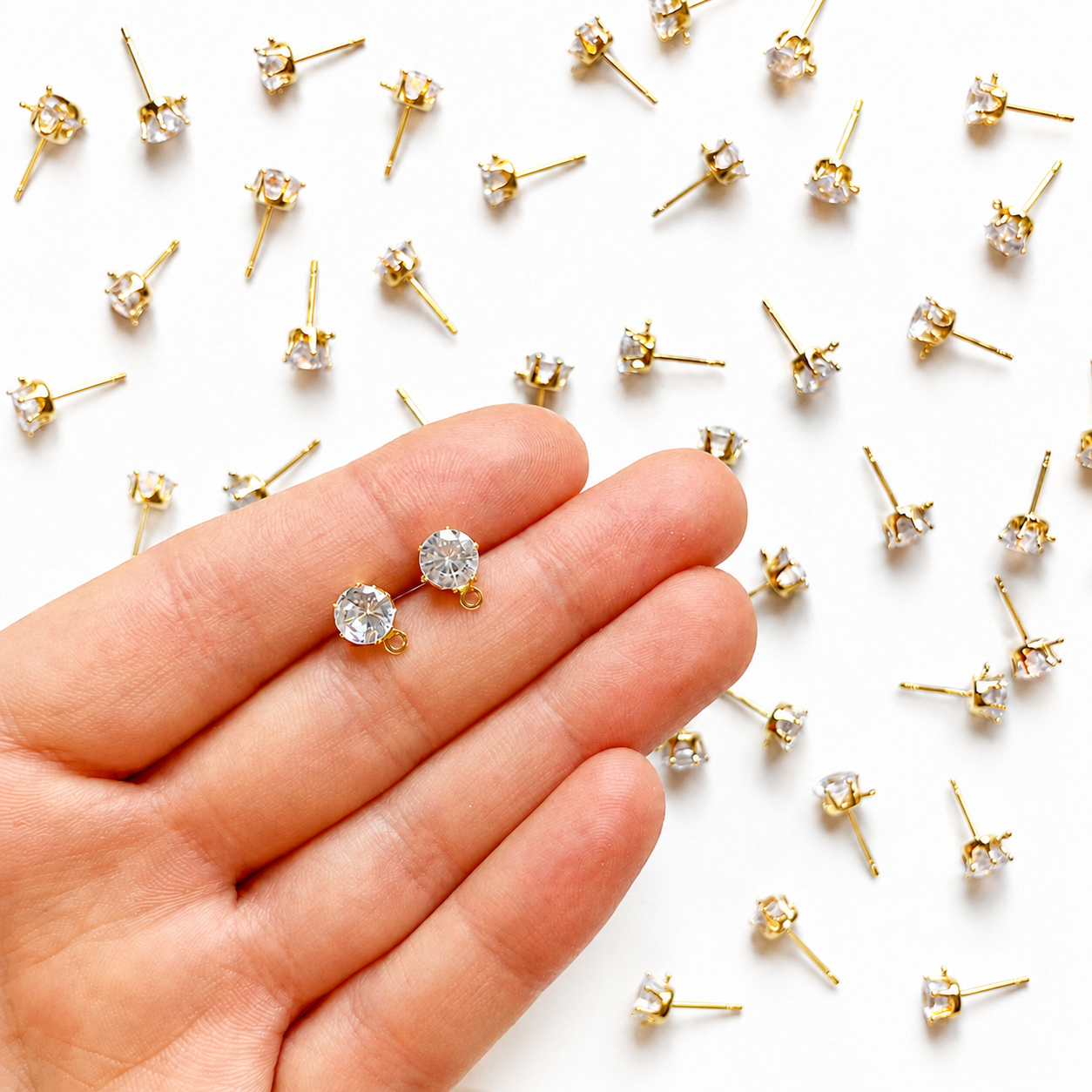 Oorsteker zirconia goud