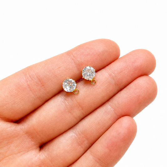 Oorsteker zirconia goud