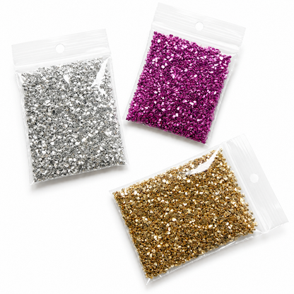 Zakjes crushed glass zilver, roze & goud