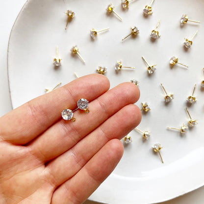 Oorsteker zirconia goud