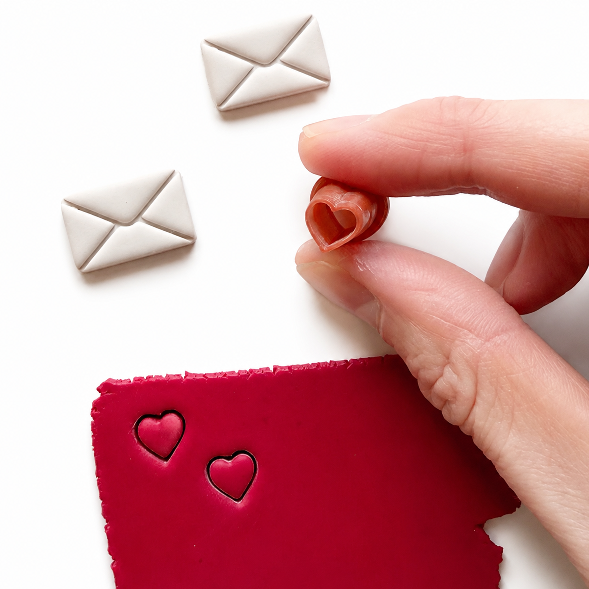 Envelop met hartje cutter gedrukt in polymeerklei
