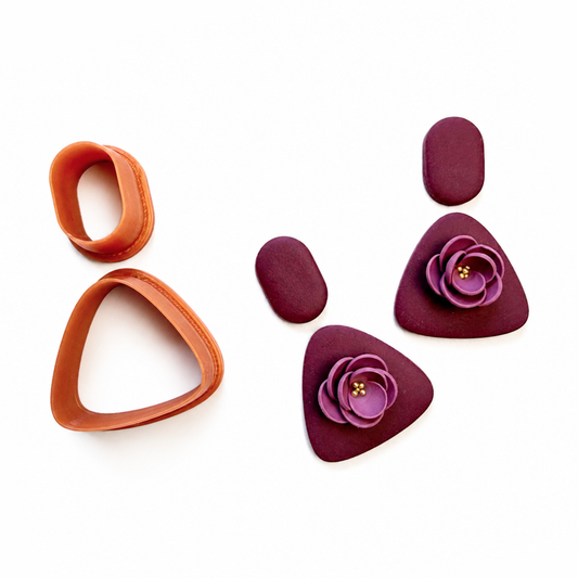 Jasmijn cutter, paarse polymeerklei oorbellen met bloem