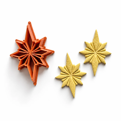 Gele polymeerklei oorbellen gemaakt met de kerstster cutter