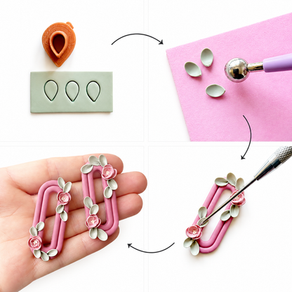 Polymeerklei bloemen oorbellen gemaakt met de micro bloemencutters set 1