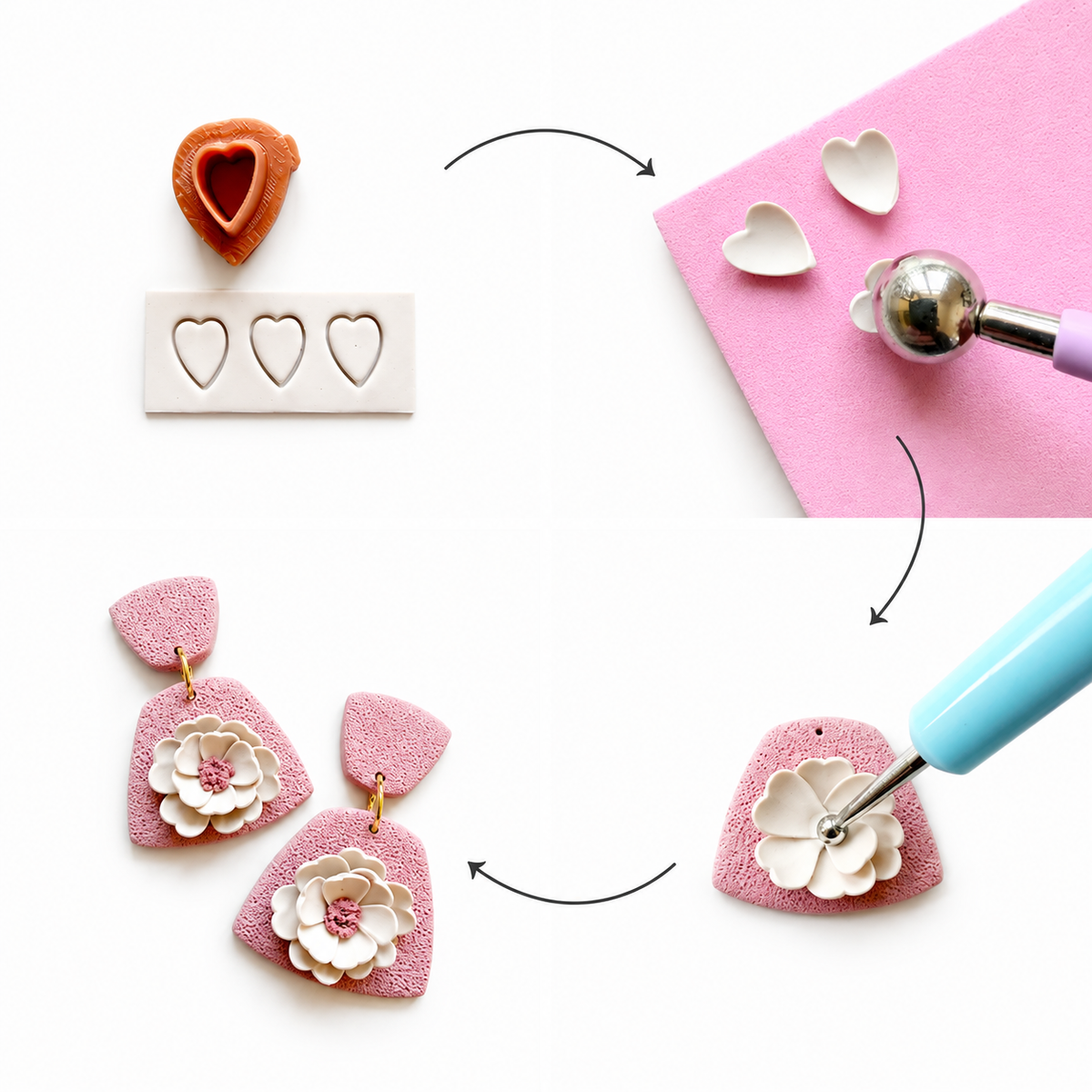Stappen om polymeerklei bloemen te maken met de micro bloemencutters set 2