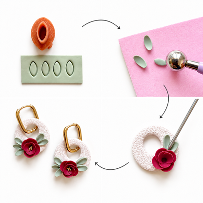 Stappen om polymeerklei bloemen te maken met de micro bloemencutters set 3