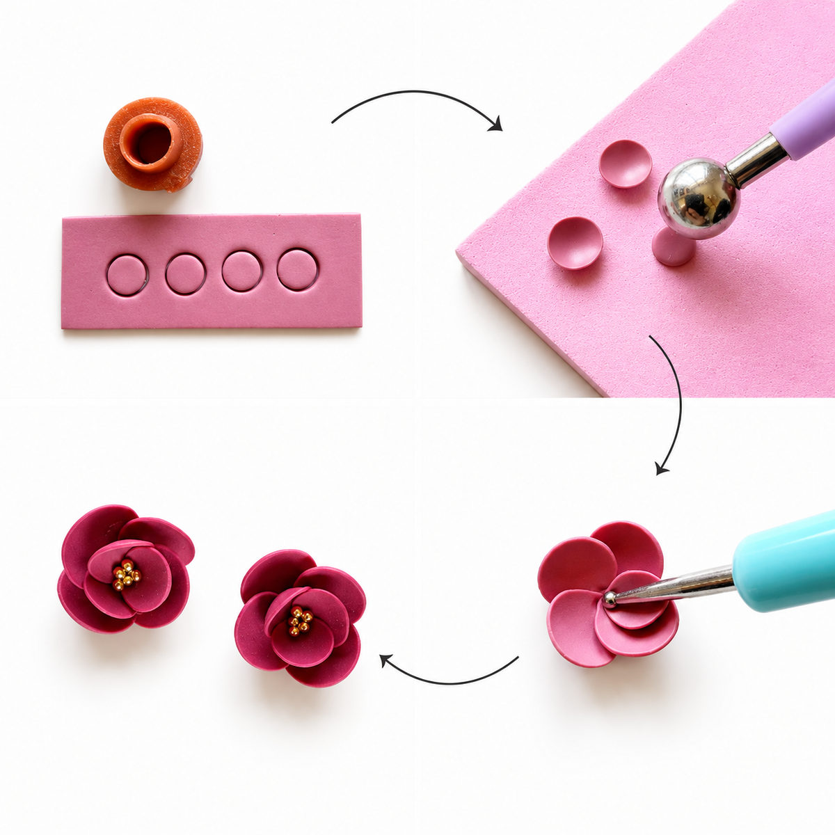 Stappen om bloemen uit polymeerklei te maken