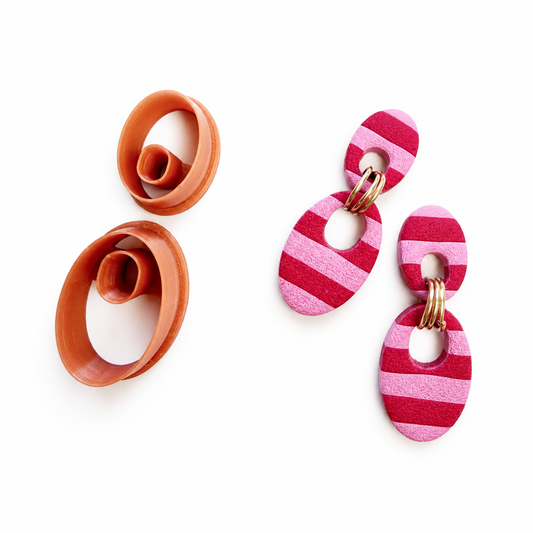 Milly cutter, gestreepte polymeerklei oorbellen