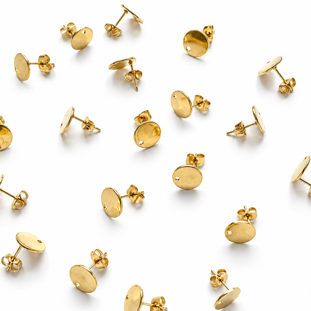 Oorsteker plaatje 10 mm goud