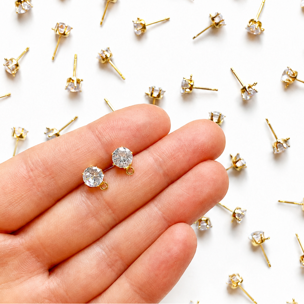 Oorstekers zirconia goud