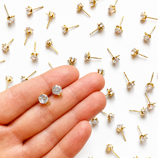 Oorstekers zirconia goud