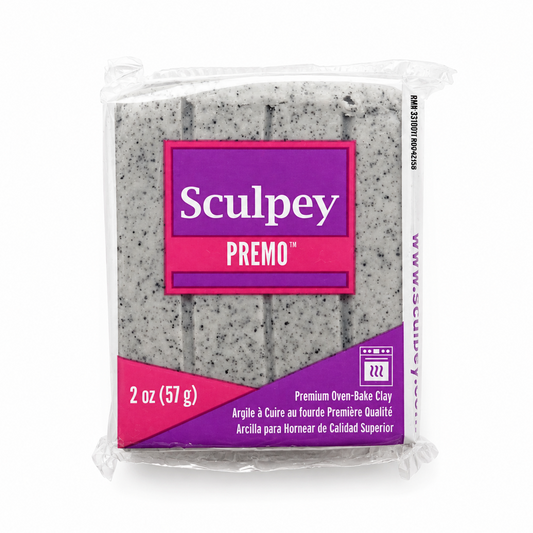 Pakje Sculpey Premo polymeerklei in de kleur Grey Granite (grijs met zwarte stippen), 57 gram