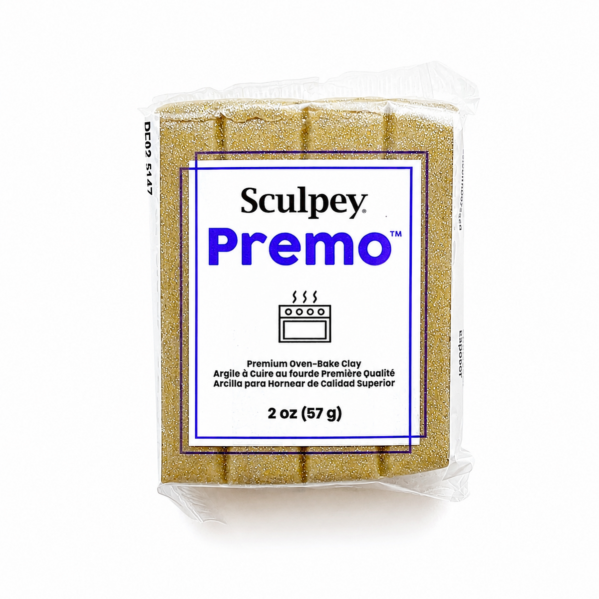 Pakje Sculpey Premo polymeerklei in de kleur Yellow Gold Glitter (goud met glitters), 57 gram