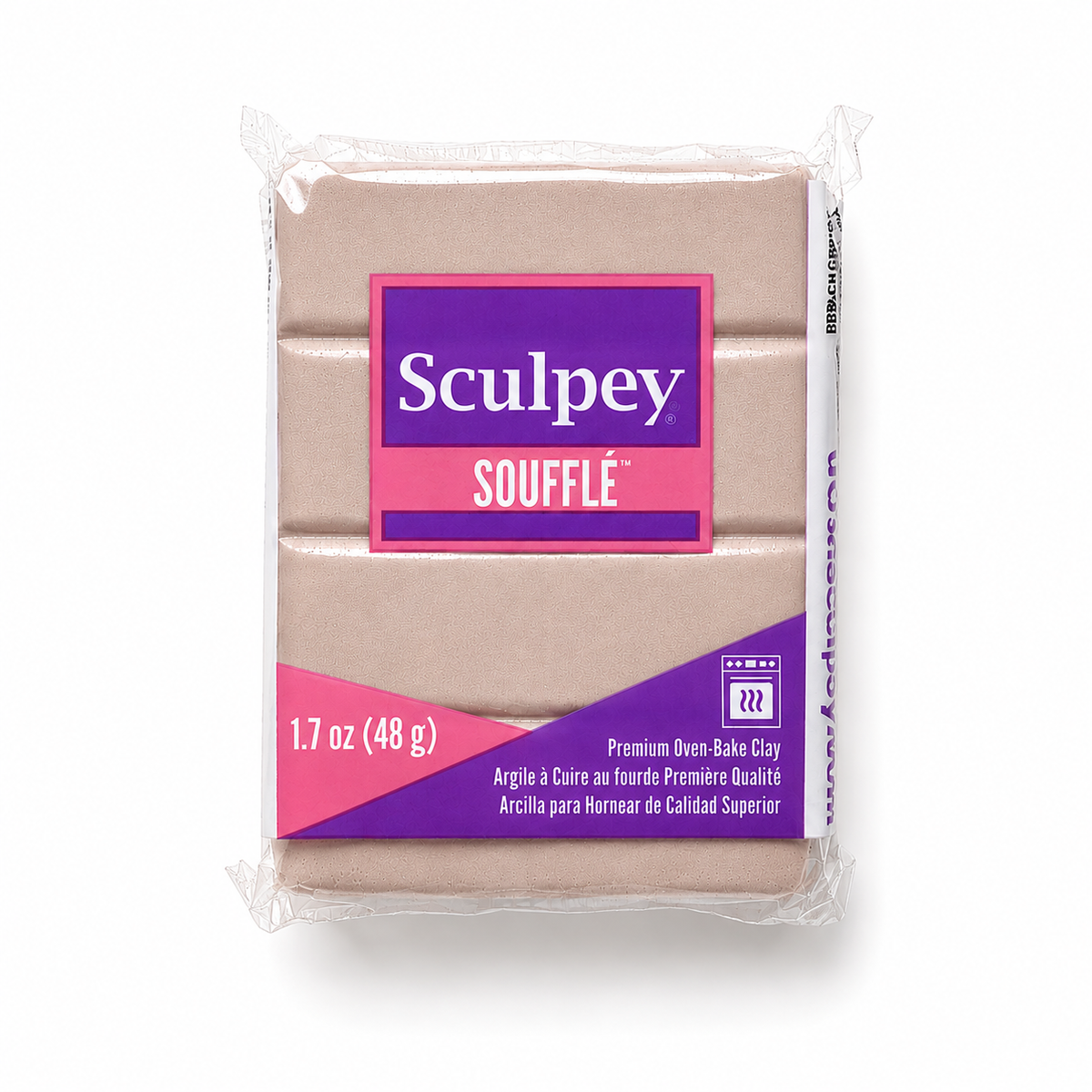 Pakje Sculpey Soufflé polymeerklei in de kleur Almond Rose (licht roze), 48 gram