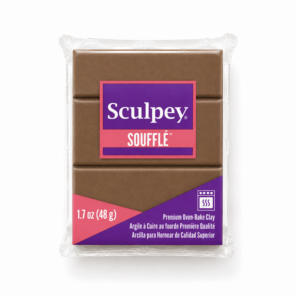 Pakje Sculpey Soufflé polymeerklei in de kleur Cowboy (bruin), 48 gram
