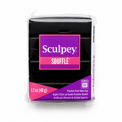Pakje Sculpey Soufflé polymeerklei in de kleur Poppy Seed (zwart), 48 gram
