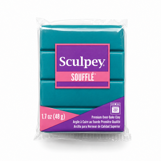 Pakje Sculpey Soufflé polymeerklei in de kleur Sea Glas (appelblauwzeegroen), 48 gram