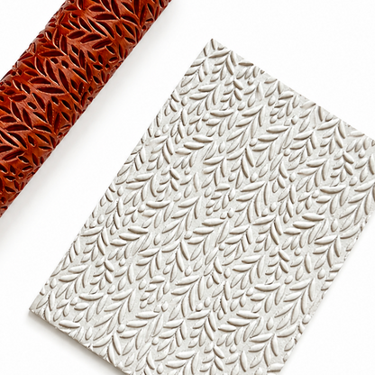 Structuurroller blad gedrukt in beige polymeerklei