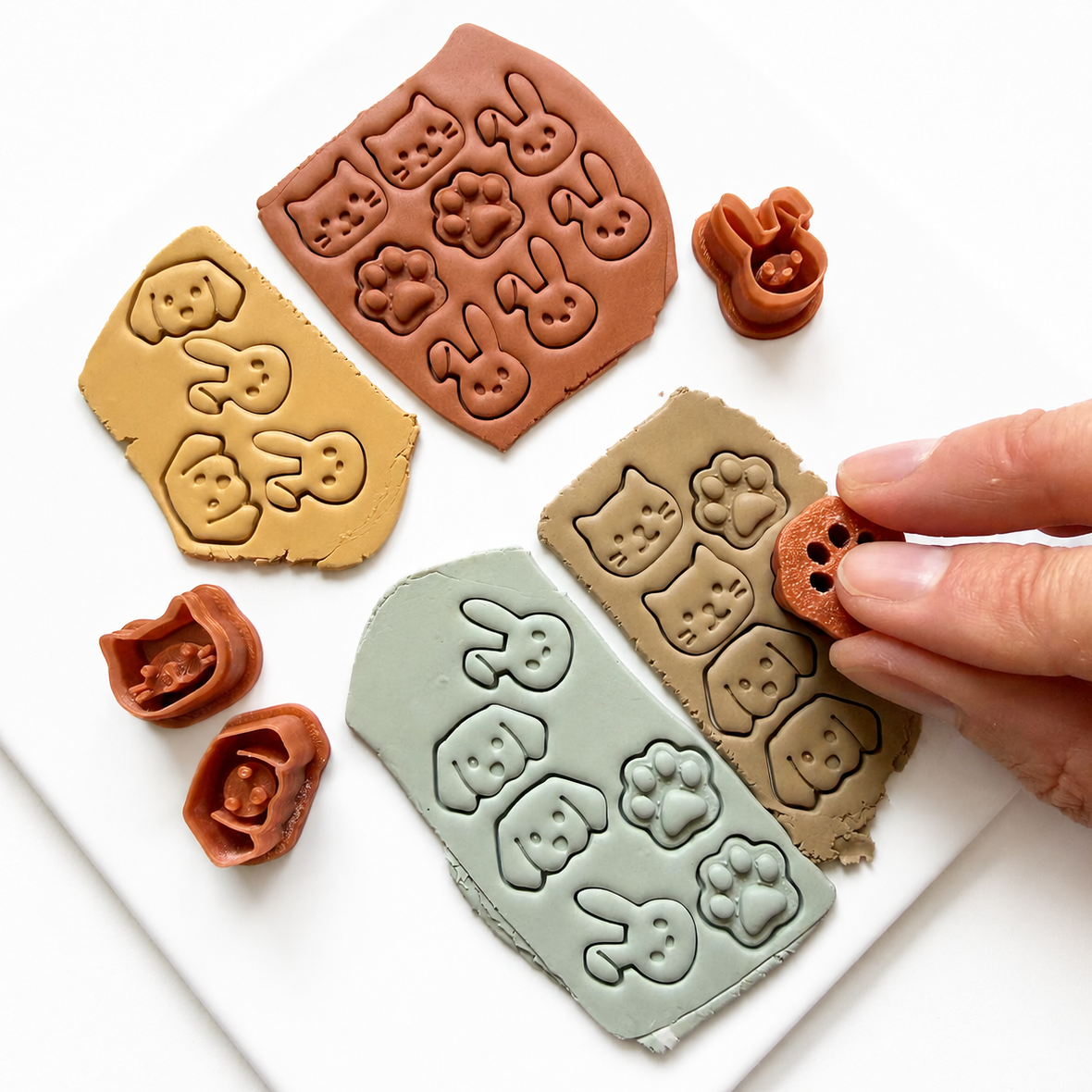 dieren studs cutters gedrukt in polymeerklei