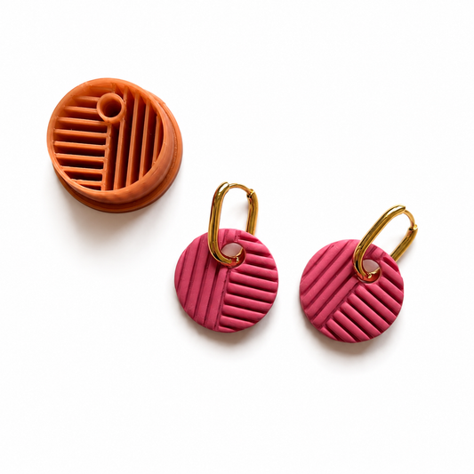 Thea cutter, roze cirkelvormige polymeerklei oorbellen