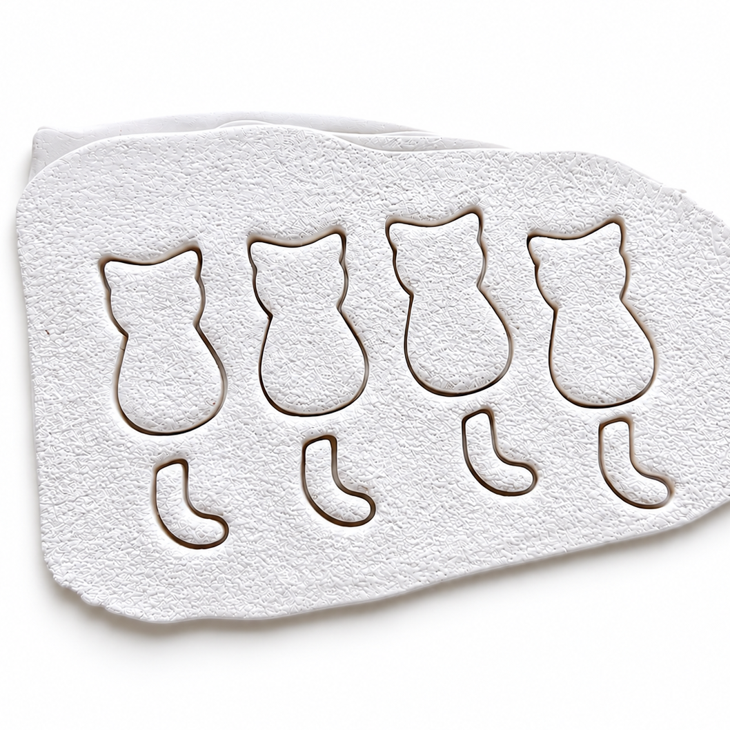 kat cutter in polymeerklei gedrukt