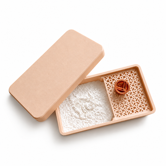 maïzenabox, opbergdoos voor maïzena, voorkomen dat polymeerklei aan cutters kleeft